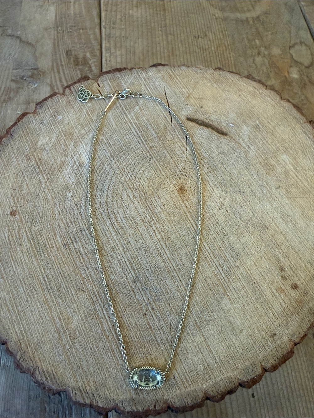 Kendra Scott Gold Necklace with Pale Yellow Stone